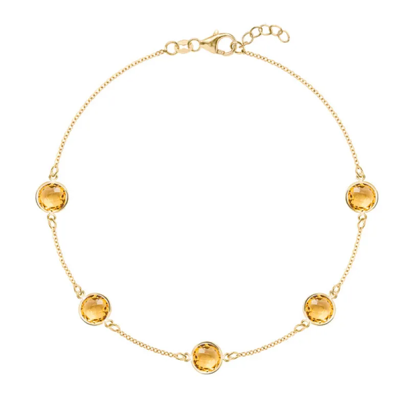 Personalized Grand 5 Birthstone Bracelet in 14k Gold sold by Haverhill