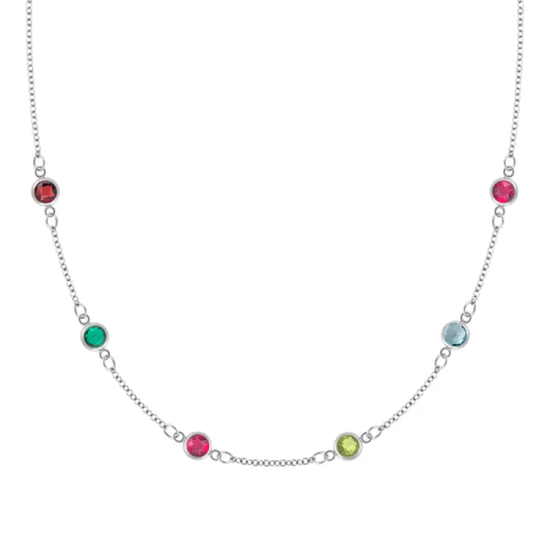 Personalized Classic 6 Birthstone Necklace in 14k Gold sold by Haverhill