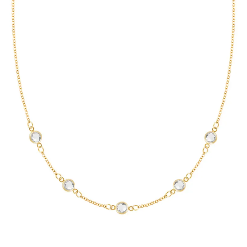 Personalized Classic 5 Birthstone Necklace in 14k Gold sold by Haverhill