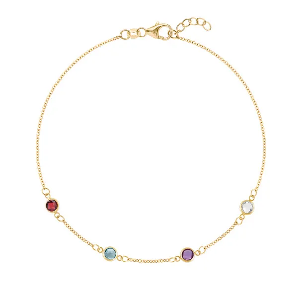 Personalized Classic 4 Birthstone Bracelet in 14k Gold sold by Haverhill