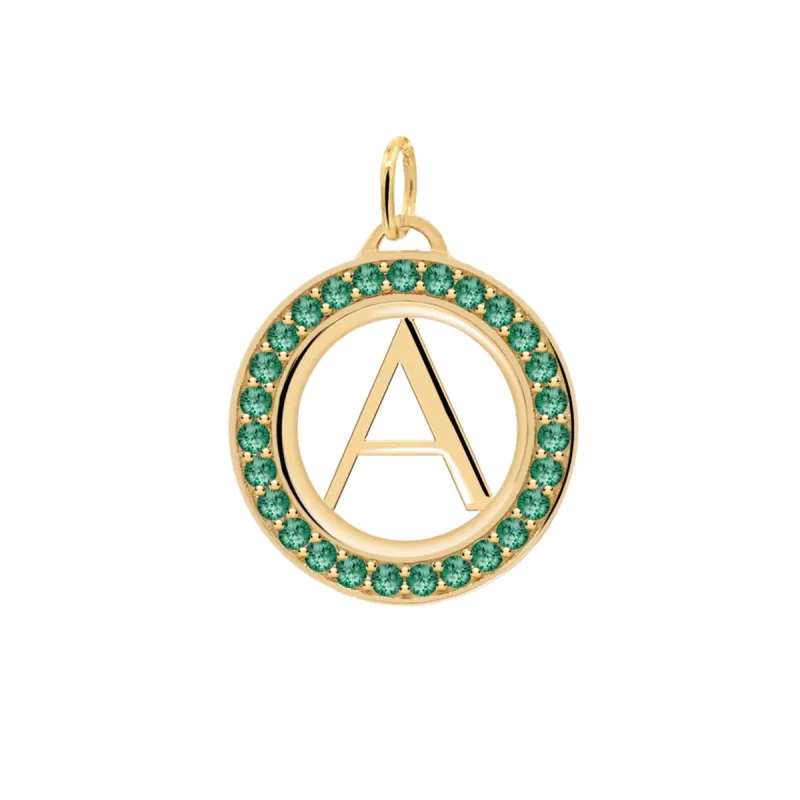 Letter & Emerald Pendant in 14k Gold (May) sold by Haverhill