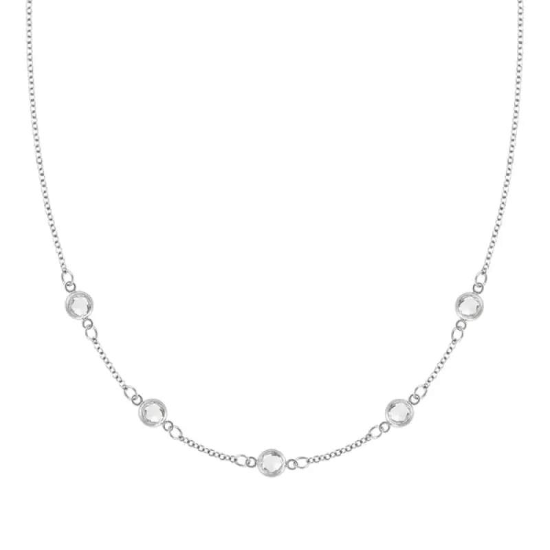 Personalized Classic 5 Birthstone Necklace in 14k Gold sold by Haverhill