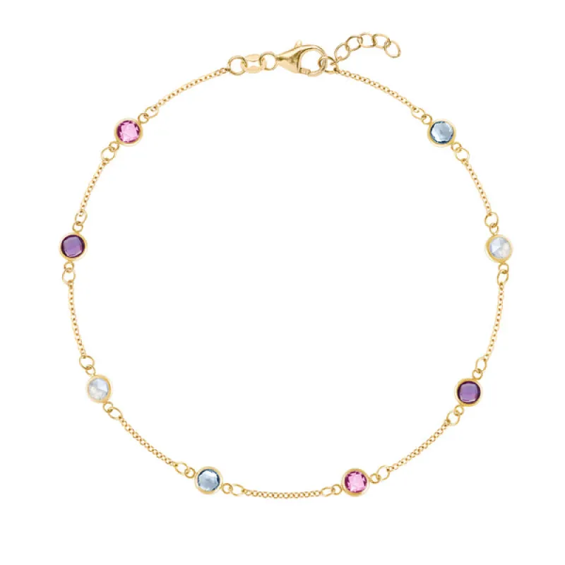 Personalized Classic 8 Birthstone Bracelet in 14k Gold sold by Haverhill