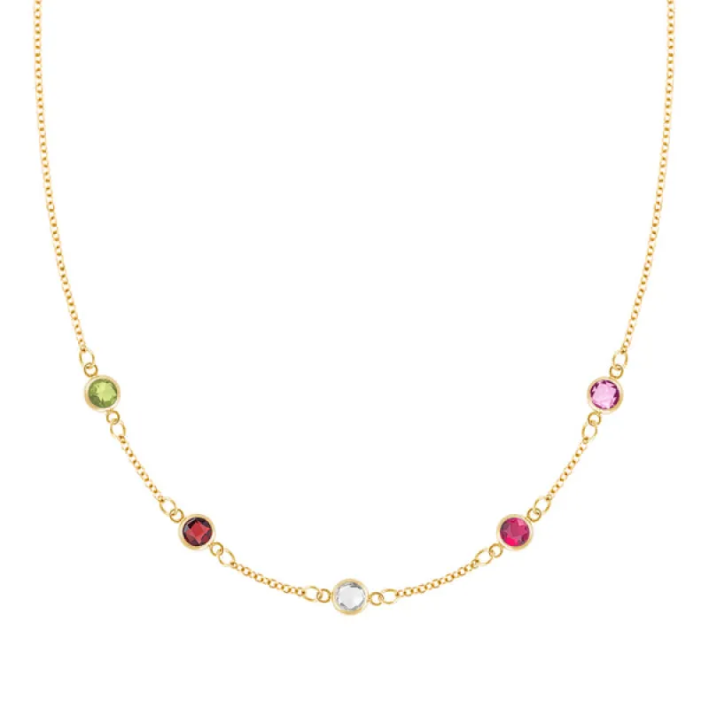 Personalized Classic 5 Birthstone Necklace in 14k Gold sold by Haverhill