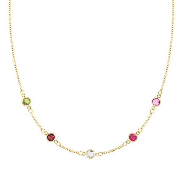Personalized Classic 5 Birthstone Necklace in 14k Gold sold by Haverhill