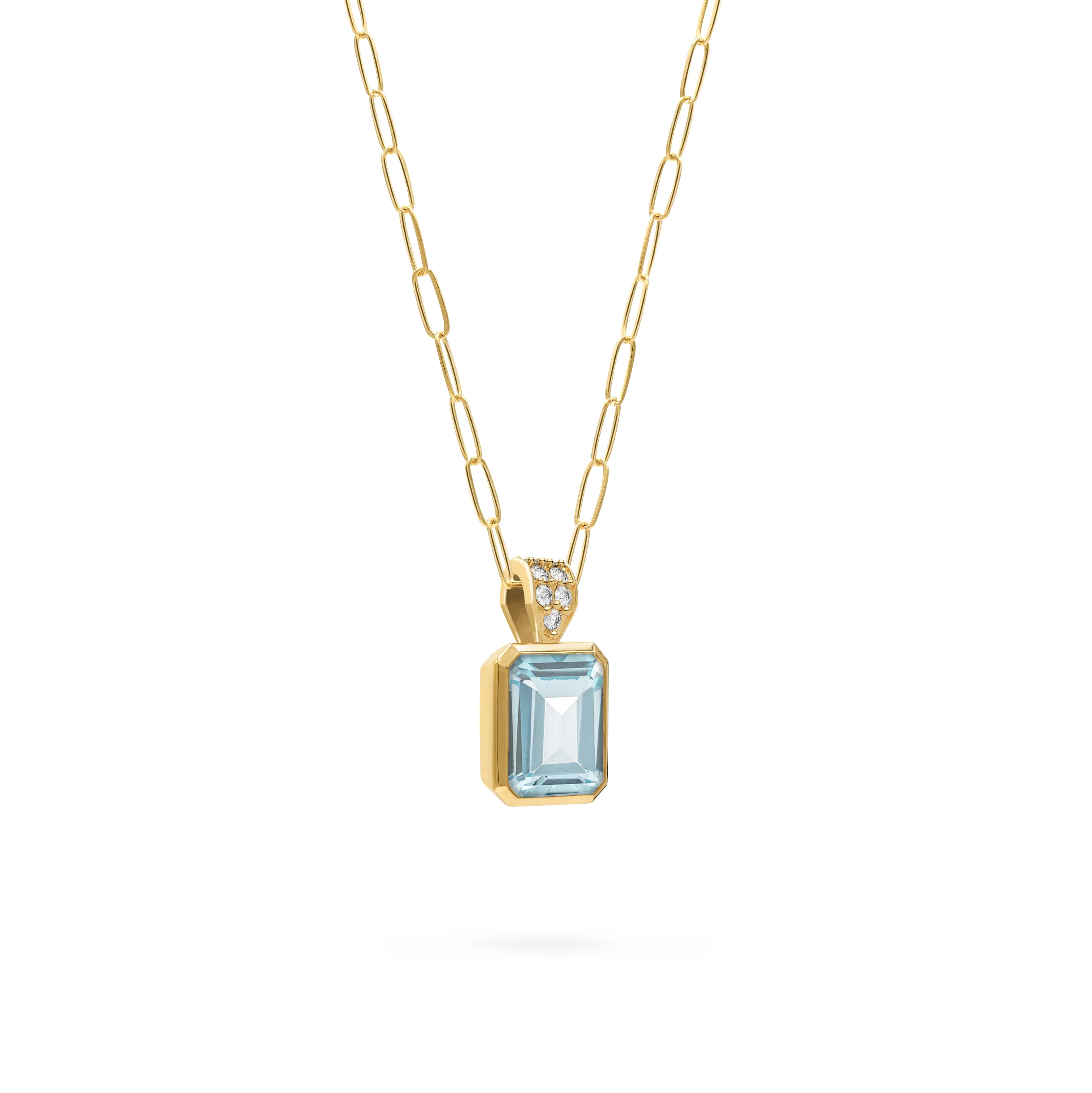 Warren Nantucket Blue Topaz Pendant with Diamond Bale in 14k Gold (December) sold by Haverhill product image thumbnail 4