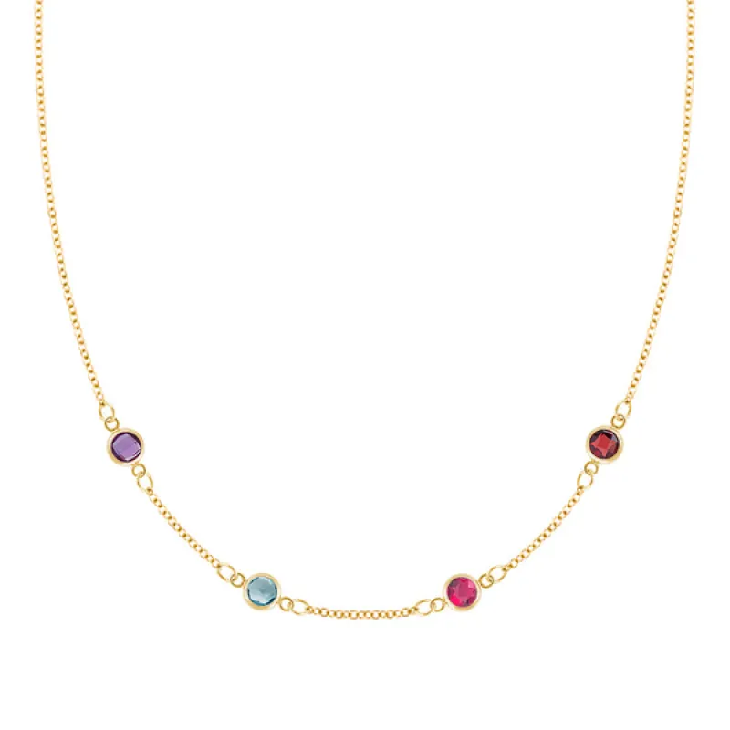 Personalized Classic 4 Birthstone Necklace in 14k Gold sold by Haverhill