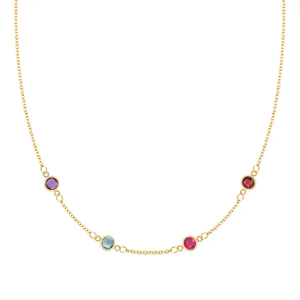 Personalized Classic 4 Birthstone Necklace in 14k Gold sold by Haverhill