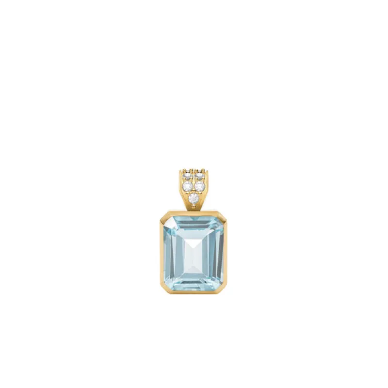 Warren Nantucket Blue Topaz Pendant with Diamond Bale in 14k Gold (December) sold by Haverhill