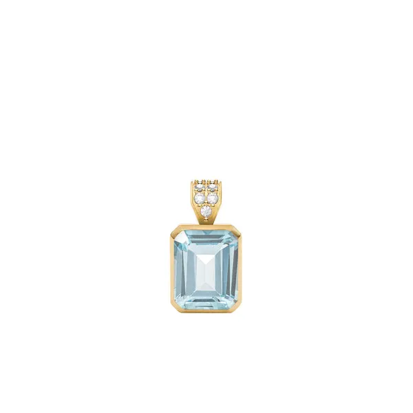 Warren Nantucket Blue Topaz Pendant with Diamond Bale in 14k Gold (December) sold by Haverhill