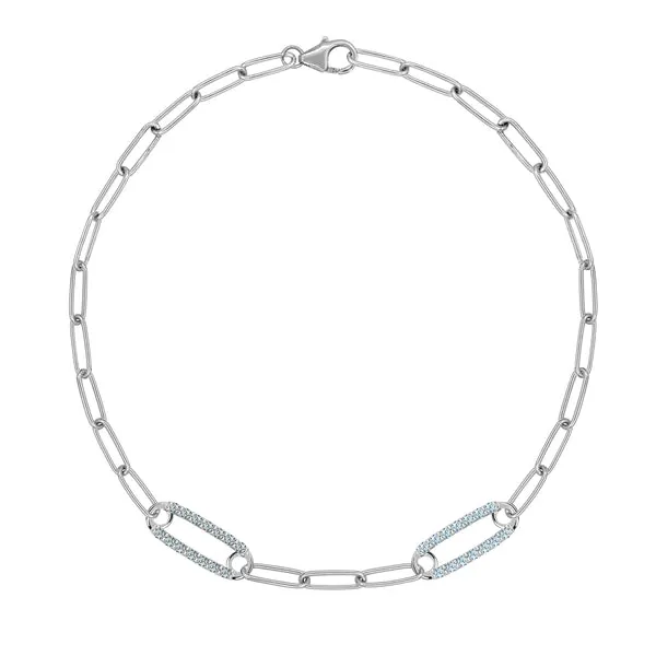 Personalized Adelaide 2 Pavé Birthstone Link Bracelet in 14k Gold sold by Haverhill