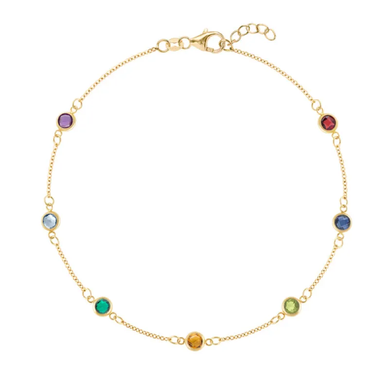 Personalized Classic 7 Birthstone Bracelet in 14k Gold sold by Haverhill