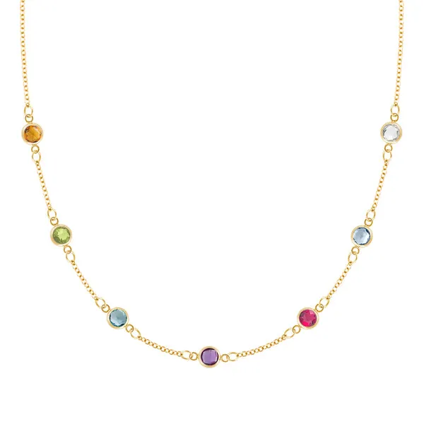 Personalized Classic 7 Birthstone Necklace in 14k Gold sold by Haverhill