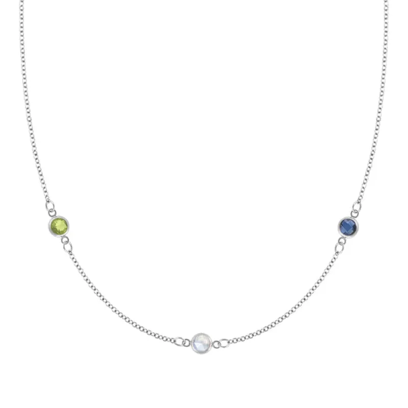 Personalized Classic 3 Birthstone Necklace in 14k Gold sold by Haverhill