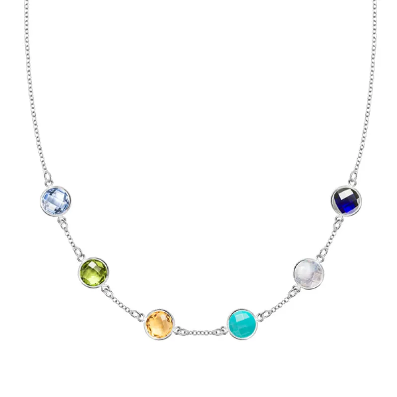 Personalized Grand 6 Birthstone Necklace in 14k Gold sold by Haverhill