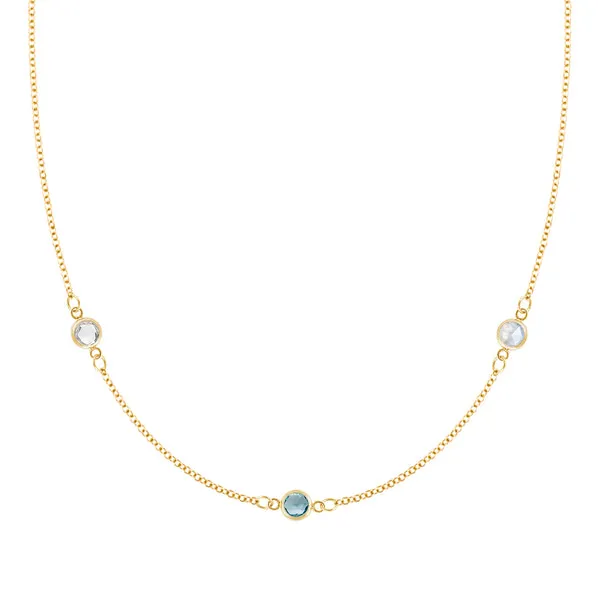 Personalized Classic 3 Birthstone Necklace in 14k Gold sold by Haverhill