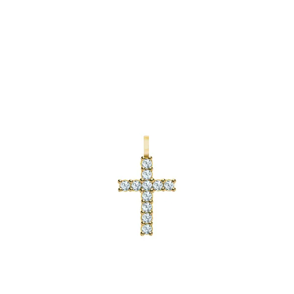 Rosecliff Cross Aquamarine Pendant in 14k Gold (March) sold by Haverhill
