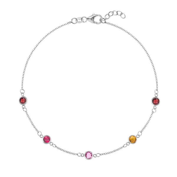 Personalized Classic 5 Birthstone Bracelet in 14k Gold sold by Haverhill