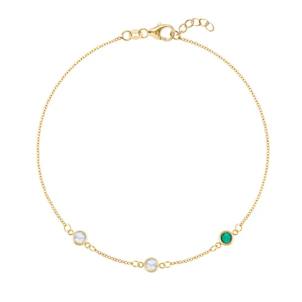 Personalized Classic 3 Birthstone Bracelet in 14k Gold sold by Haverhill
