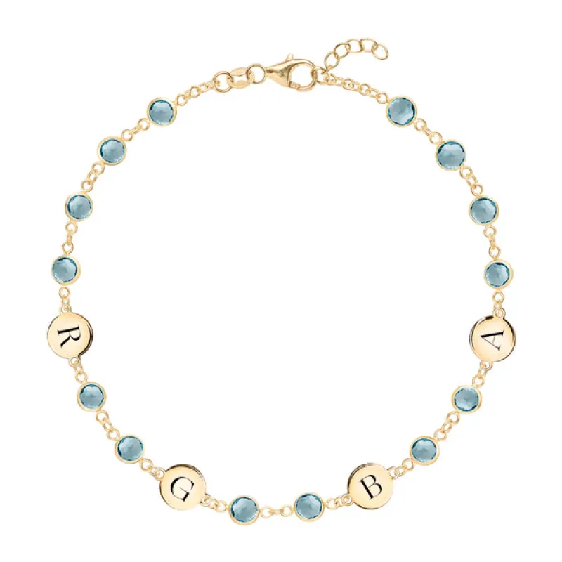 Personalized Newport 4 Letter Birthstone Bracelet in 14k Gold sold by Haverhill