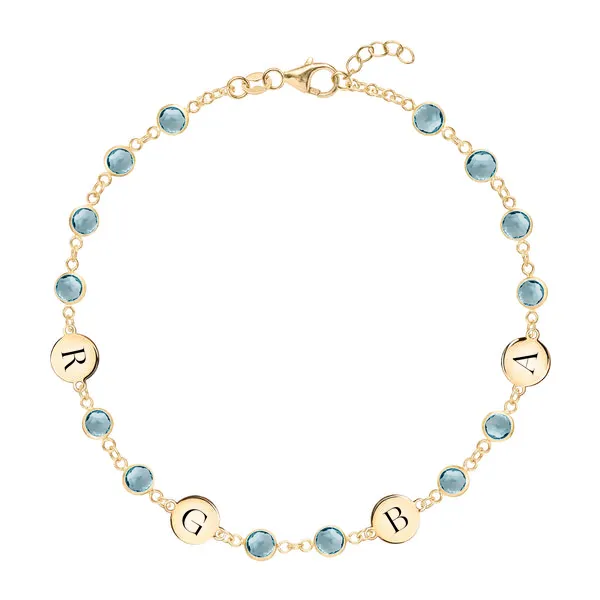 Personalized Newport 4 Letter Birthstone Bracelet in 14k Gold sold by Haverhill