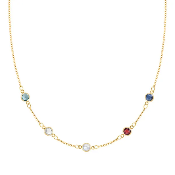 Personalized Classic 5 Birthstone Necklace in 14k Gold sold by Haverhill