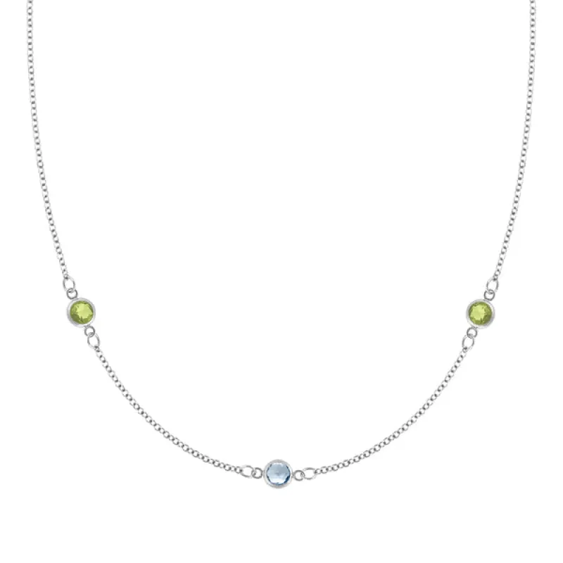 Personalized Classic 3 Birthstone Necklace in 14k Gold made by Haverhill