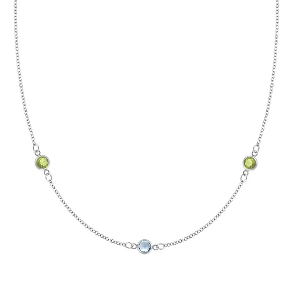 Personalized Classic 3 Birthstone Necklace in 14k Gold sold by Haverhill
