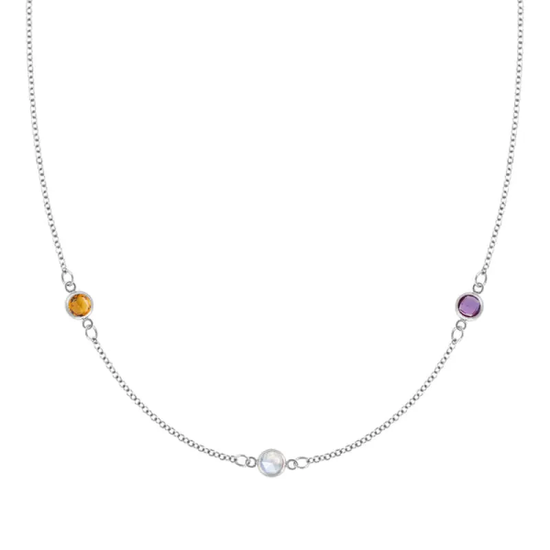 Personalized Classic 3 Birthstone Necklace in 14k Gold sold by Haverhill