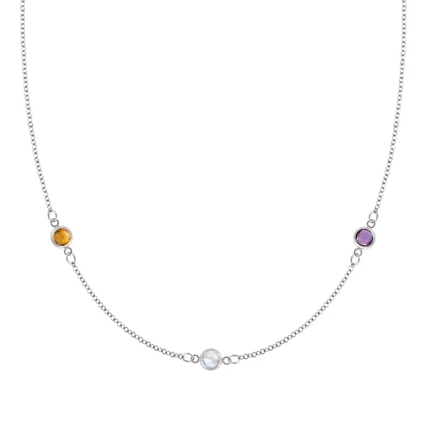 Personalized Classic 3 Birthstone Necklace in 14k Gold sold by Haverhill