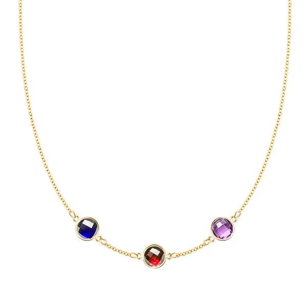 Personalized Grand 3 Birthstone Necklace in 14k Gold sold by Haverhill