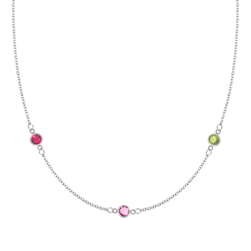 Personalized Classic 3 Birthstone Necklace in 14k Gold sold by Haverhill