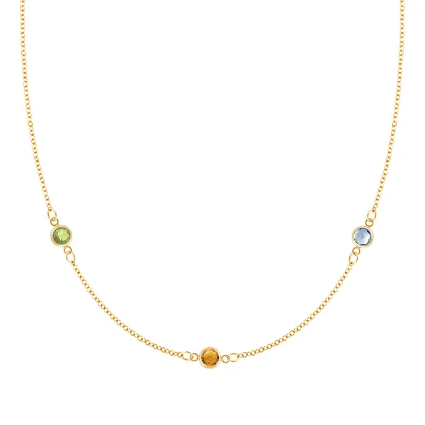 Personalized Classic 3 Birthstone Necklace in 14k Gold sold by Haverhill