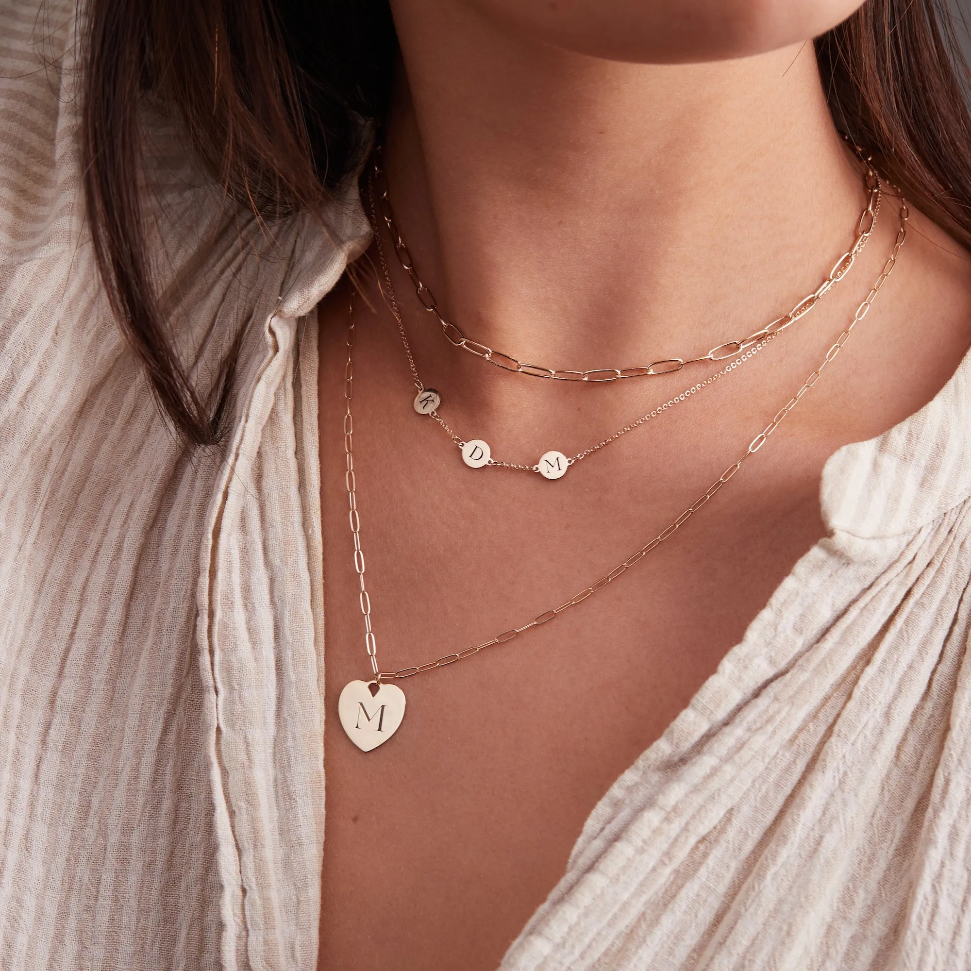 Small Engravable Graduation Flat Heart Pendant with Adelaide Mini Chain in 14k Gold sold by Haverhill product image thumbnail 2