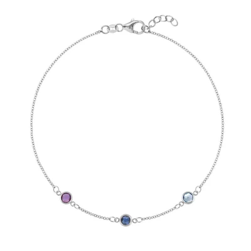 Personalized Classic 3 Birthstone Bracelet in 14k Gold sold by Haverhill