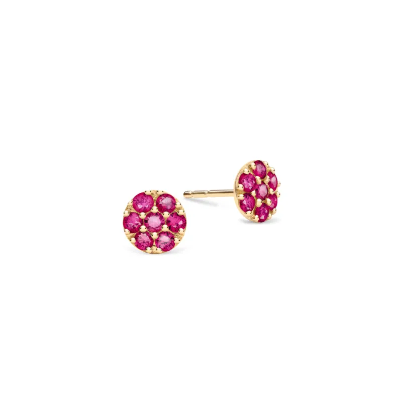 Rosecliff Ruby Mini Stud Earrings in Solid 14k Gold (July) sold by Haverhill