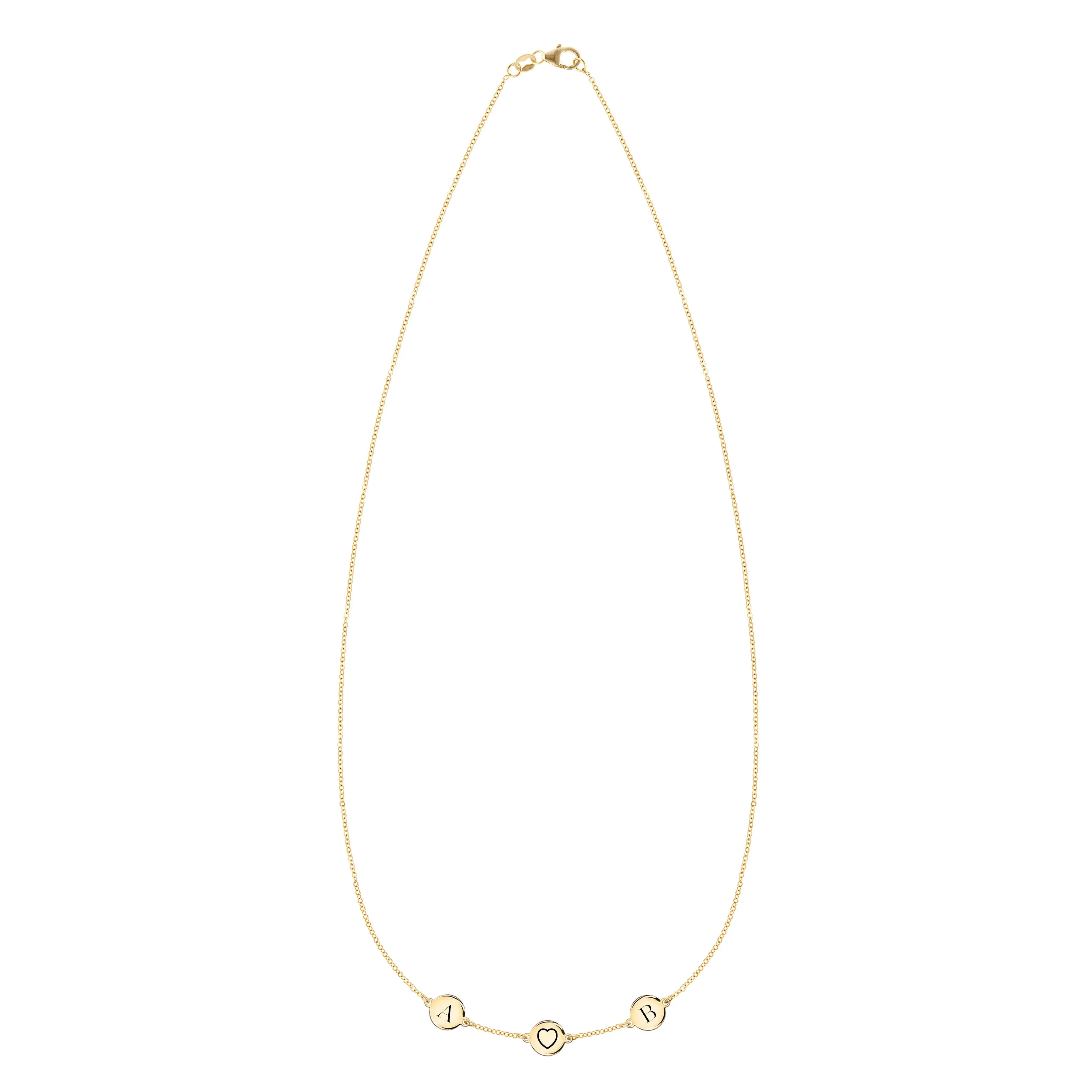 Personalized Heart Disc & 2 Letter Necklace in 14k Gold sold by Haverhill product image thumbnail 4