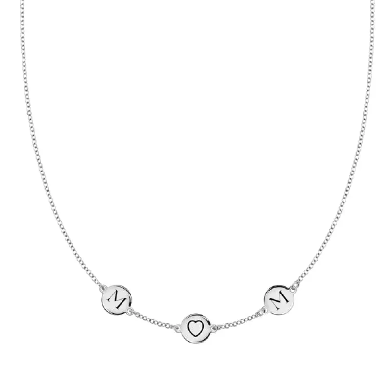 Personalized Heart Disc & 2 Letter Necklace in 14k Gold sold by Haverhill