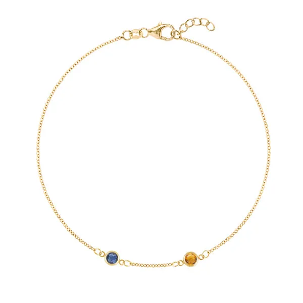 Personalized Classic 2 Birthstone Bracelet in 14k Gold sold by Haverhill