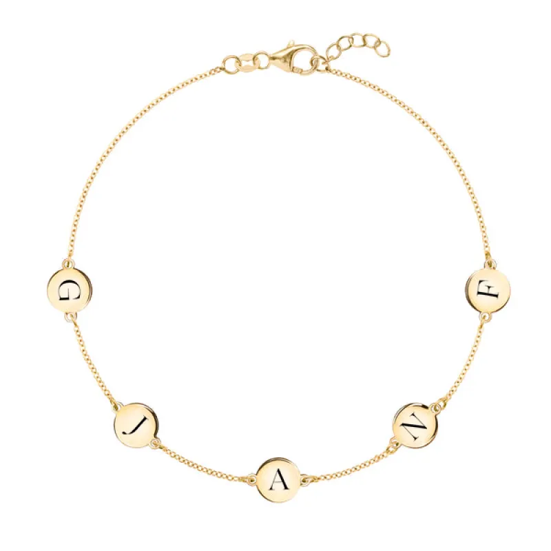Personalized 5 Letter Bracelet in 14k Gold sold by Haverhill