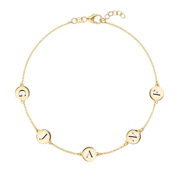 Personalized 5 Letter Bracelet in 14k Gold sold by Haverhill