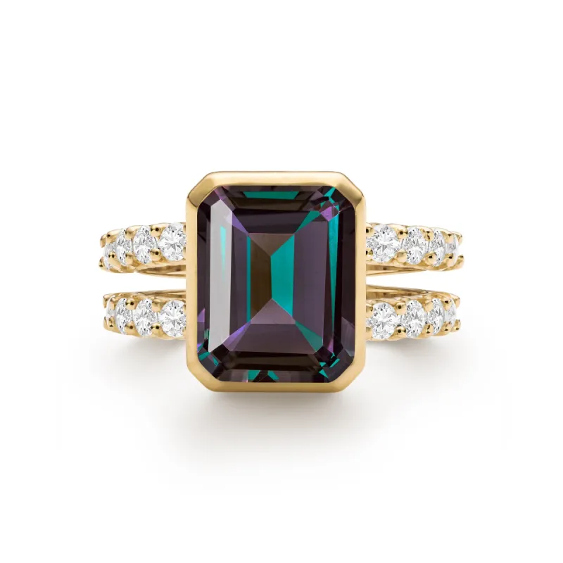 Warren Vertical Alexandrite Ring with Diamonds in 14k Gold (June) sold by Haverhill