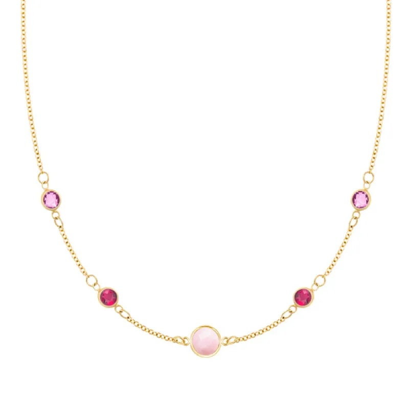 Personalized 1 Grand & 4 Classic Birthstone Necklace in 14k Gold sold by Haverhill