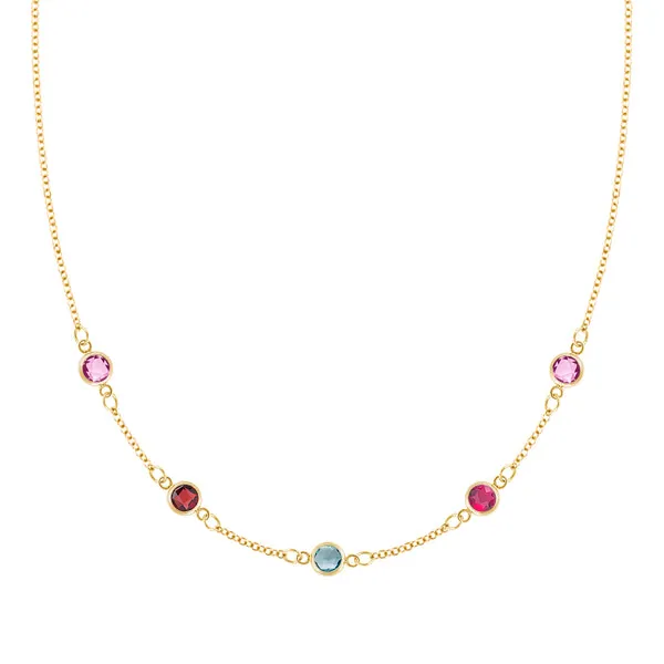 Personalized Classic 5 Birthstone Necklace in 14k Gold sold by Haverhill