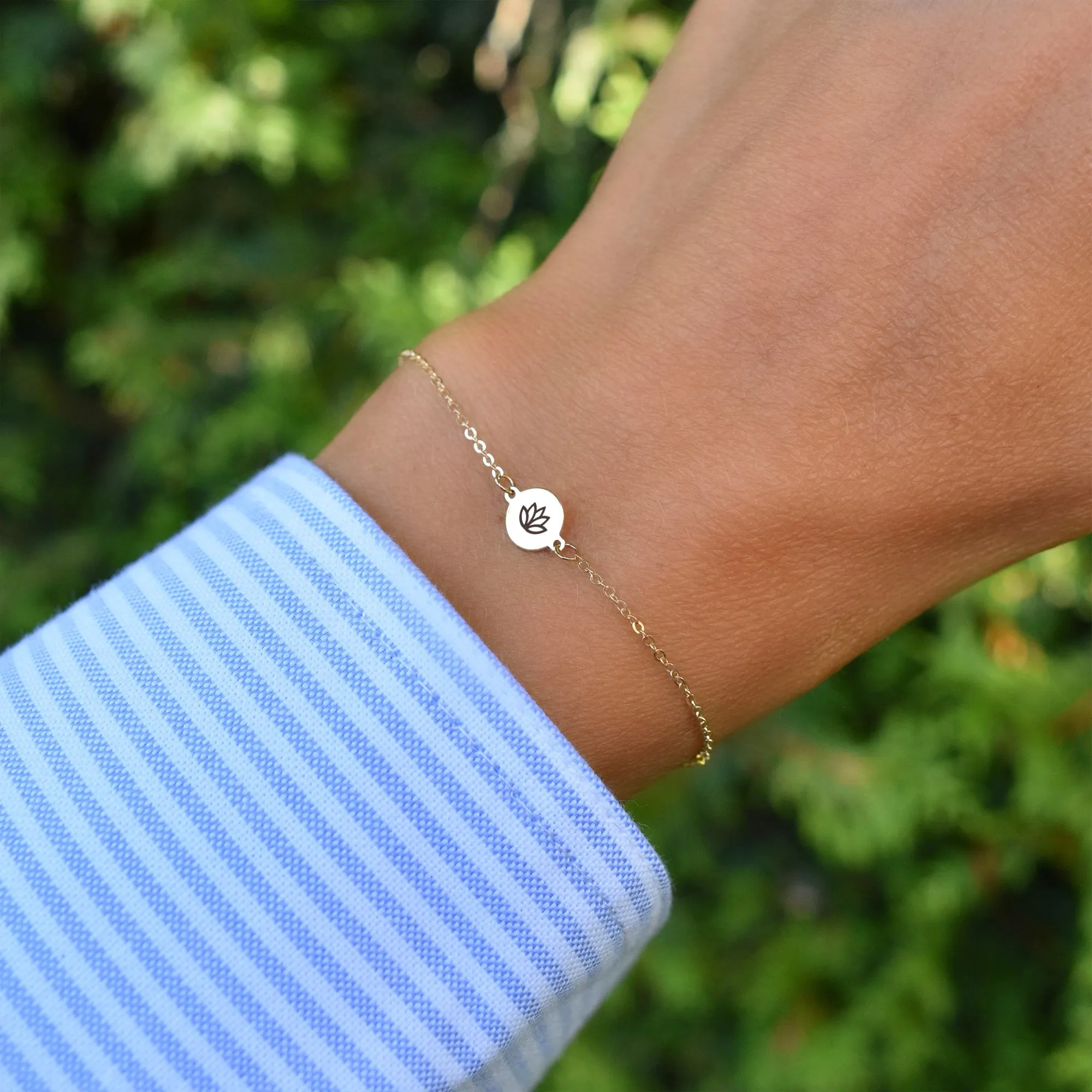 Lotus Disc Bracelet in 14k Gold sold by Haverhill product image thumbnail 3