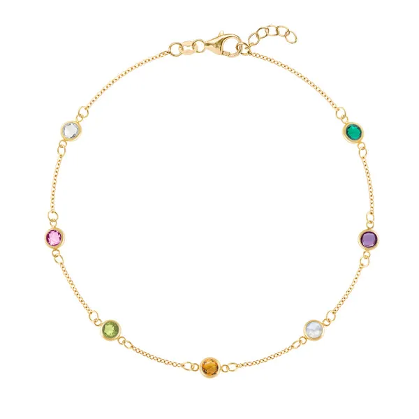 Personalized Classic 7 Birthstone Bracelet in 14k Gold sold by Haverhill