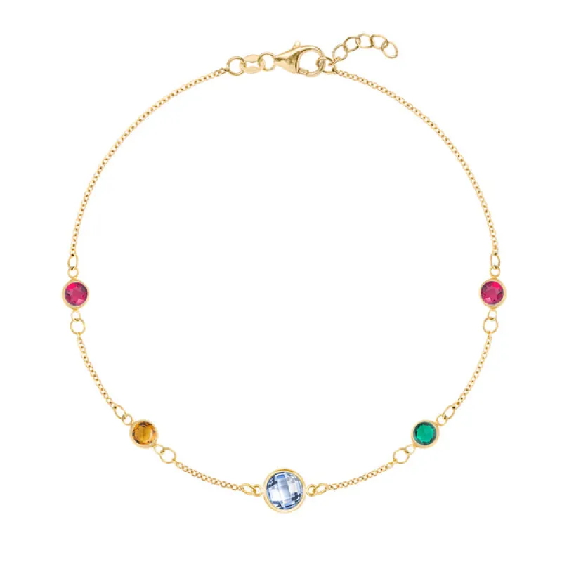 Personalized 1 Grand & 4 Classic Birthstone Bracelet in 14k Gold sold by Haverhill