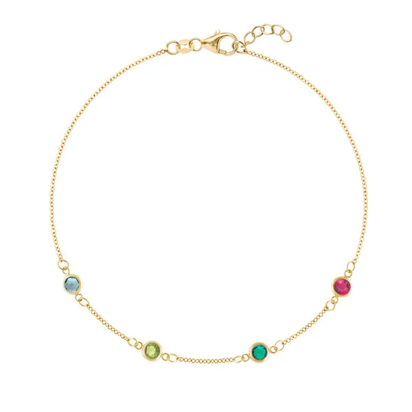 Personalized Classic 4 Birthstone Bracelet in 14k Gold sold by Haverhill