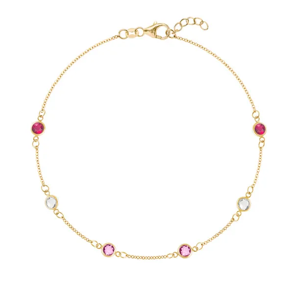Personalized Classic 6 Birthstone Bracelet in 14k Gold sold by Haverhill
