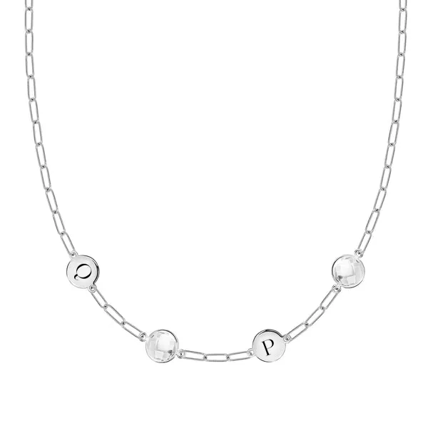 Personalized 2 Letter & 2 Grand Birthstone Adelaide Mini Necklace in 14k Gold sold by Haverhill